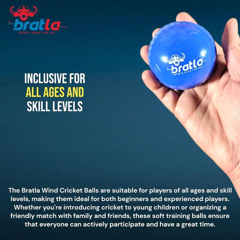 Bratla Wind Cricket Balls - Soft Training Practice Cricket Air Balls for Coaching Indoor & Outdoor - Blue Orange Neon/Yellow Pack of 6 - Image 5